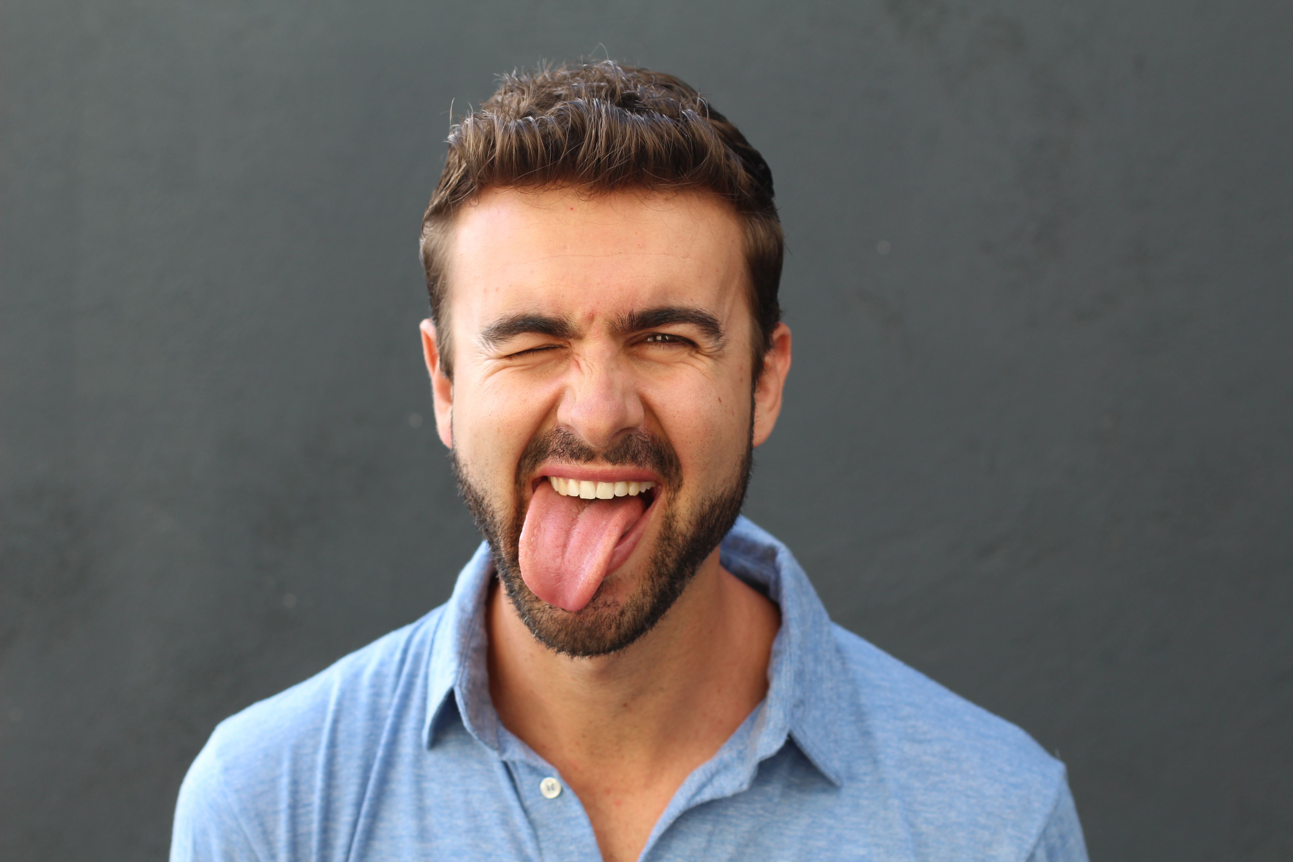 Man with hilarious facial expression